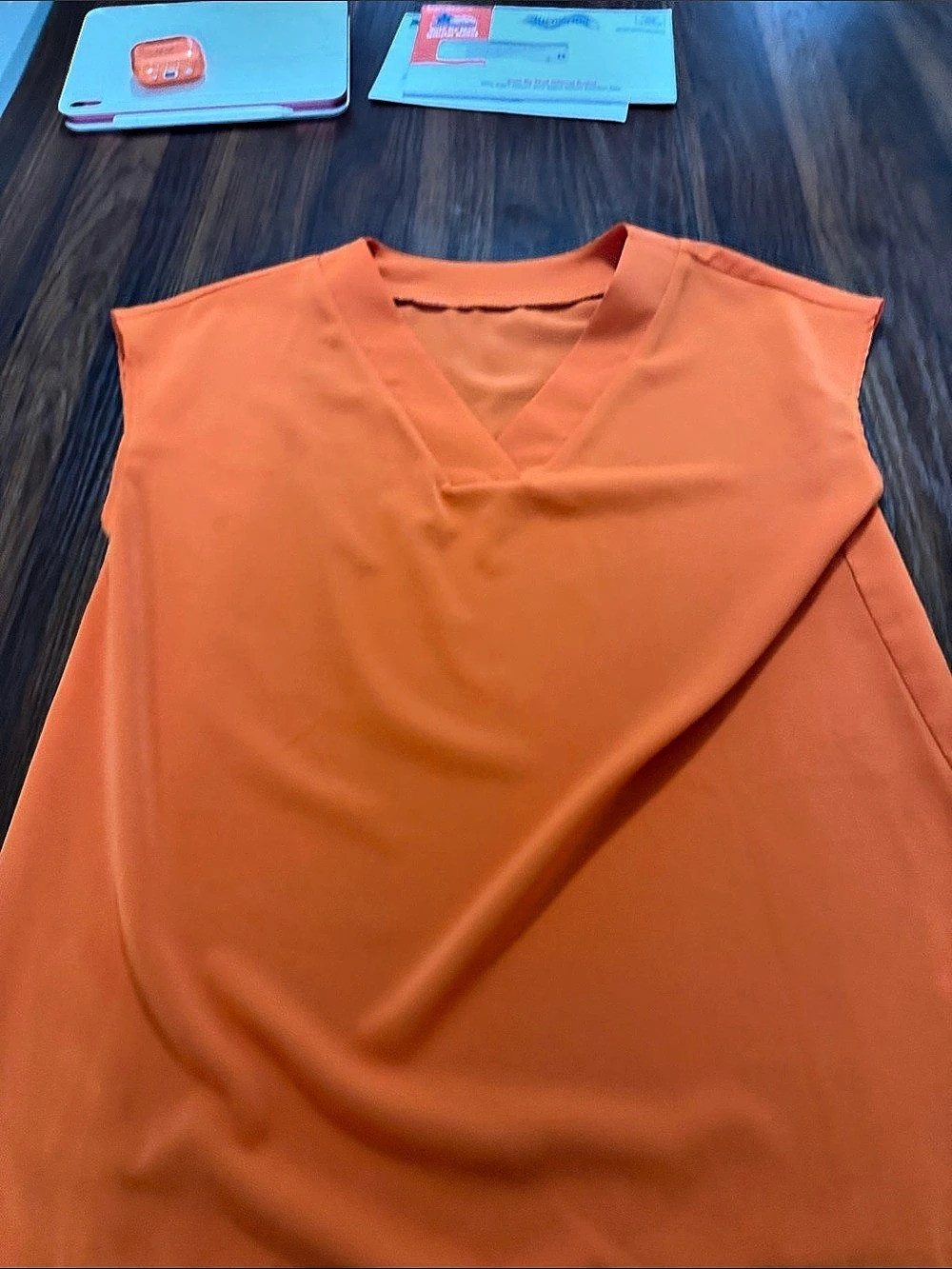 V-Neck Sleeveless Blouse in Orange Like New